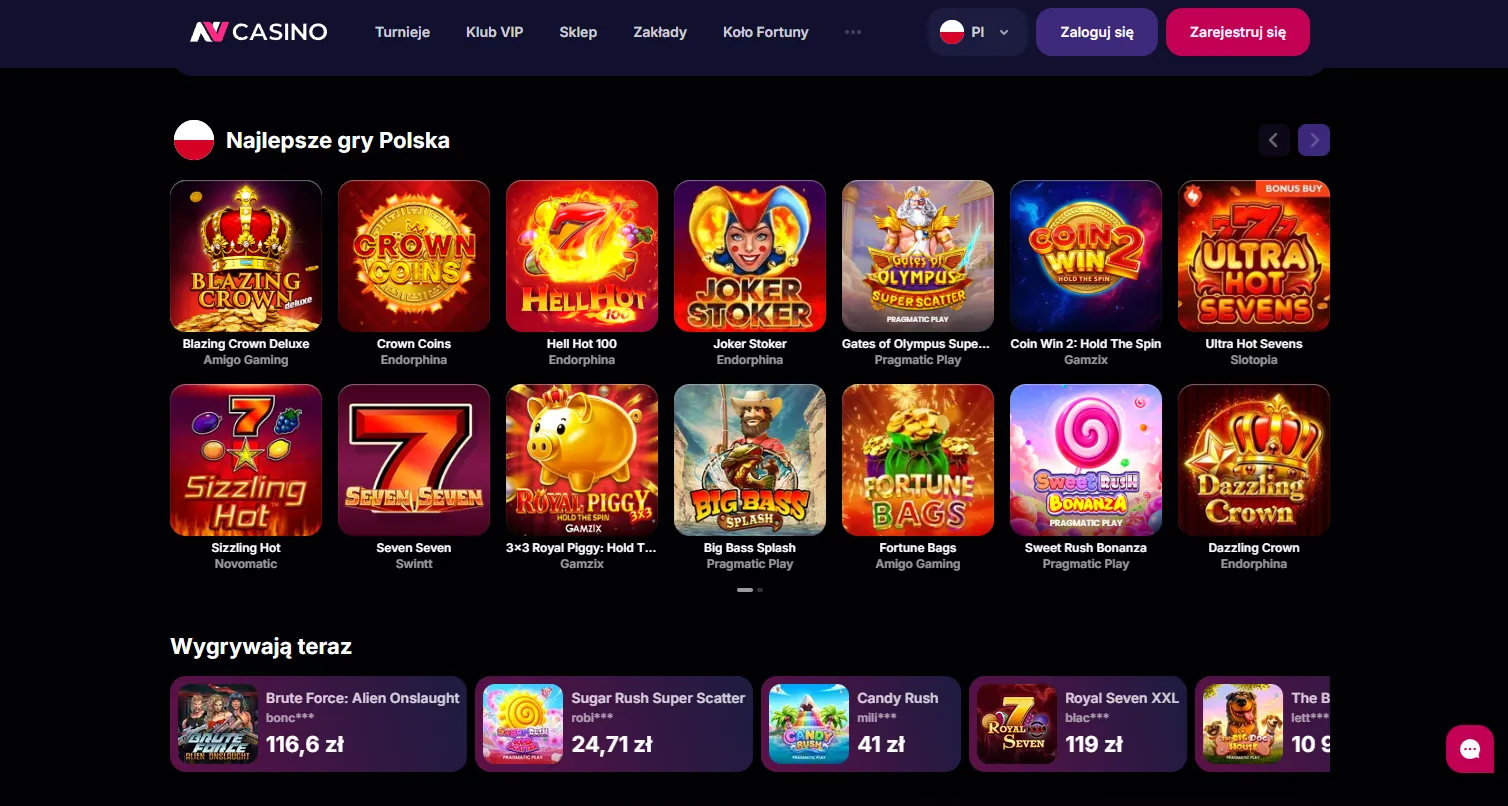 Szybki dostęp do gier NV Casino login