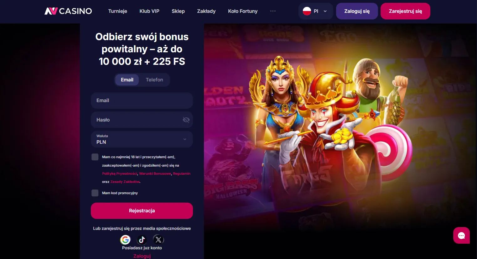 Rejestracja w NV Casino